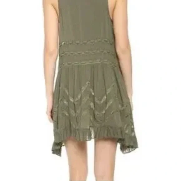 Free People Green Voile Lace Trapeze Slip Dress Size XS - Picture 3 of 3